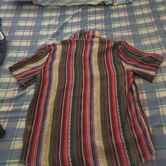 Dark red color stripe casual shirt. - Picture 4 of 4